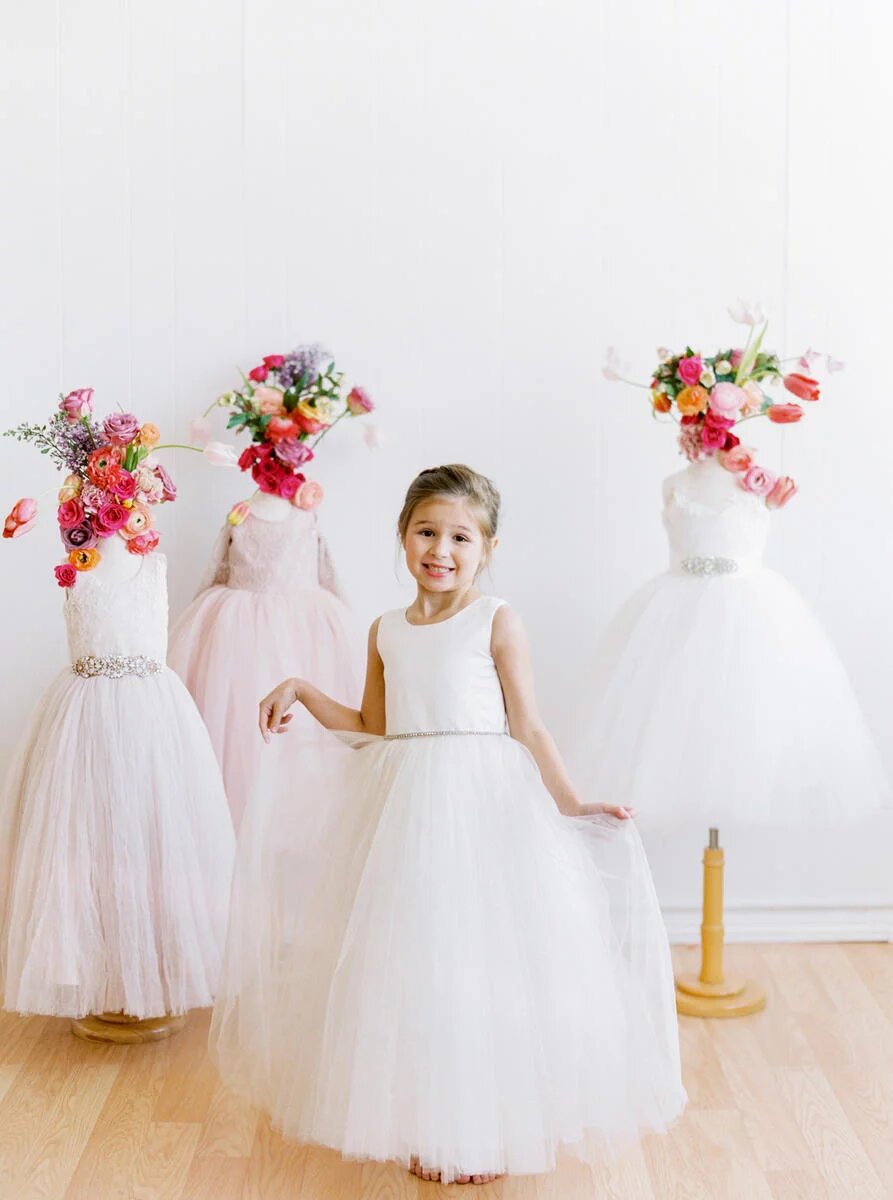 Chandra Flower Girl Velvet Tulle Dress - Wedding Party Pageant | Blush Kids main image 1