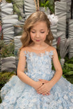 Wedding Flower Girl Party 3D Floral Lace Tulle Knee Length Dress