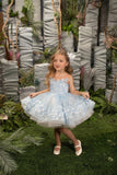Wedding Flower Girl Party 3D Floral Lace Tulle Knee Length Dress