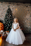 One Of A Kind Custom Couture Lace Tulle Wedding Flower Girl Party Dress With Train