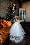 One Of A Kind Custom Couture Lace Tulle Wedding Flower Girl Party Dress With Train