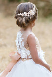 Couture Lace Satin Ivory Flower Girl Dress Communion  Wedding Baby Party Dress
