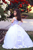 White Lace Communion Gown Flower Girl Tulle Dress Baby Baptism Gown