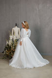 Girls Chiffon Special Occasion Communion Gown With Victorian Lace Sleeves