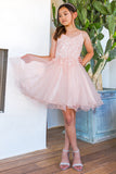 Girls Illusion Beauty Pageant Glitter Tulle Beaded Embroidered Short Dress
