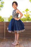 Gorgeous Girls Short Navy Glitter Tulle Pageant Party Special Occasion Dress 