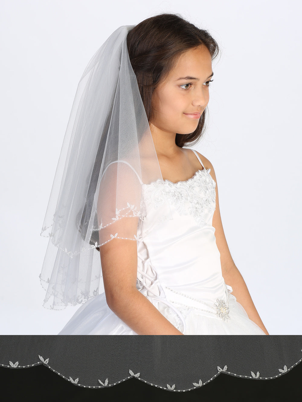 Elegant Double Layer White Communion Veil For Girls
