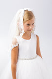 The Ava First Communion Veil With Crystal Lace Accent