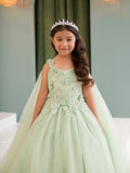 Elegant 3D Floral Lace Tulle Dress for Flower Girls & First Communion