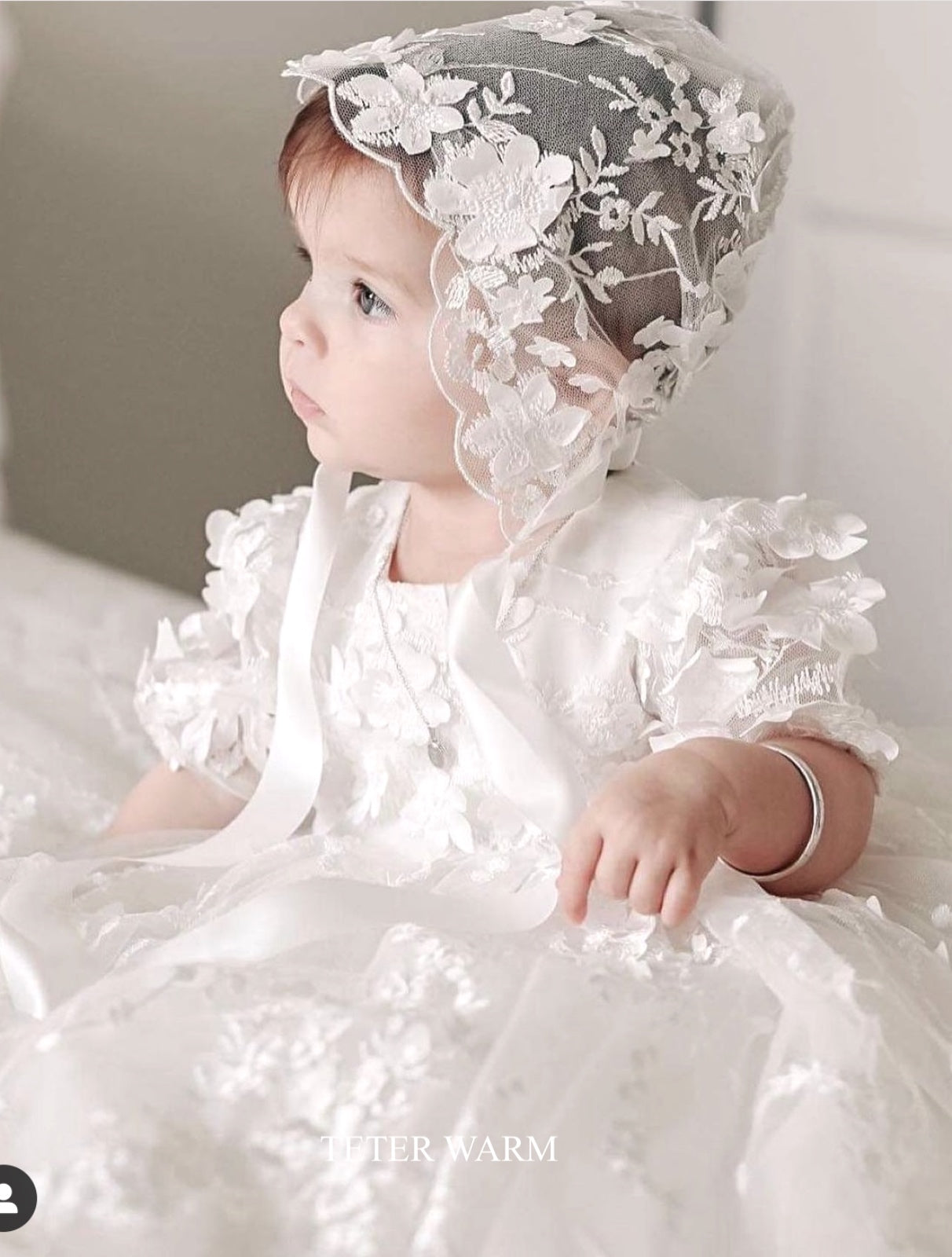 Teter Warm Couture Stunning Baby Baptism Special Occasion Lace Gown