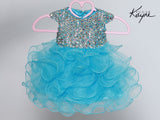 Sugar Kayne Little Girls Princess Cupcake Organza Ruffled Beaded Dress