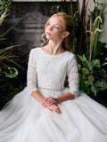 Teter Warm Couture Elegant Lace Tulle Flower Girl Communion Dress