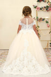 Amalee Couture Floor Length Flower Girl Communion Tulle Dress With Train