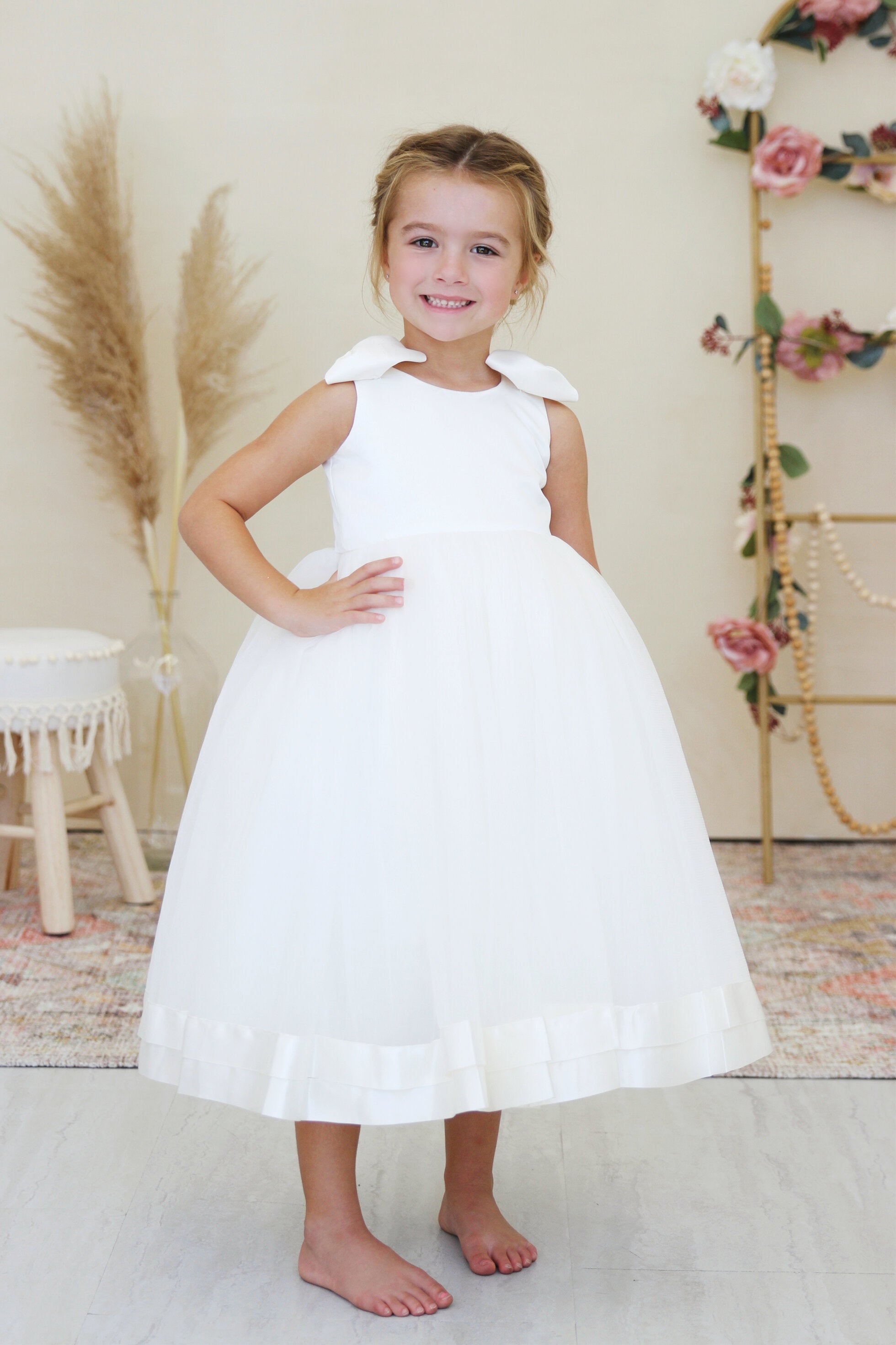 Amalee Couture Wedding Flower Girl Special Occasion Tea Length Dress