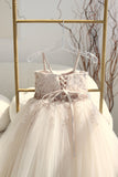 Amalee Couture Girls Crystal Beaded Tulle Flower Girl Party Dress