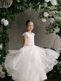 Teter Warm Couture Flower Girl Communion Embroidered Lace Floor Length Dress