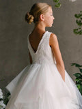 Girls Special Occasion First Communion Lace Tulle Dress - Teter Warm
