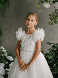 Girls Lace Tulle Off White Communion Dress By Teter Warm