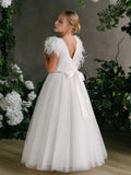 Teter Warm Couture Communion Flower Girl Embroidered Lace Tulle Dress