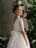 Girls First Communion Special Occasion Lace Tulle Dress - Teter Warm