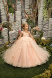 Couture Tulle Wedding Flower Girl Special Occasion Party Dress With Train
