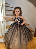Girls Stunning Lace Tulle Wedding Pageant Party Floor Length Gown