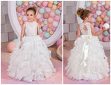 Girls Couture Wedding Flower Girl Communion Lace Ruffled Gown