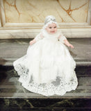 Couture Handmade Luxurious Alencon Beaded Lace Christening Dress 