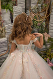 Couture Off The Shoulder Floral Embroidered Wedding Flower Girl Party Dress