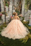 Couture Tulle Wedding Flower Girl Special Occasion Party Dress With Train
