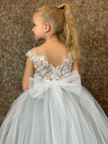 Couture Tulle Lace Flower Girl Wedding Party Floor Length Dress
