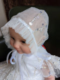 Couture Handmade Sequined Lace Tulle Christening Baptism Gown