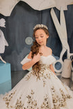 Girls Handmade Custom Couture Off The Shoulder Tulle taffeta Lace Gown