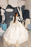 Custom Couture Satin Taffeta Embroidered Flower Girl Special Occasion Gown