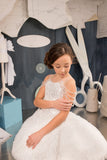 Girls Couture Handmade Knee Length Ivory Flower Girl Pageant Party Dress