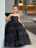 Custom Couture Girls Wedding Party Special Occasion Satin Tulle  Lace Gown