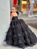 Custom Couture Girls Wedding Party Special Occasion Satin Tulle  Lace Gown