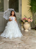 Custom Couture Wedding Flower Girl Ruffled Communion Birthday Party Gown