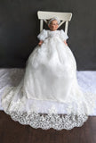 Couture Handmade Baby Pearl Lace And Tulle Christening Heirloom Gown