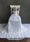 Couture Embroidered Beaded Lace Baptism Christening Gown