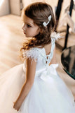 Satin Tulle Flower Girl Wedding Birthday Party Floor Length Dress
