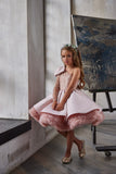 Pentelei Couture Crystal Beaded Satin Short Pageant Party Special Occasion Dress