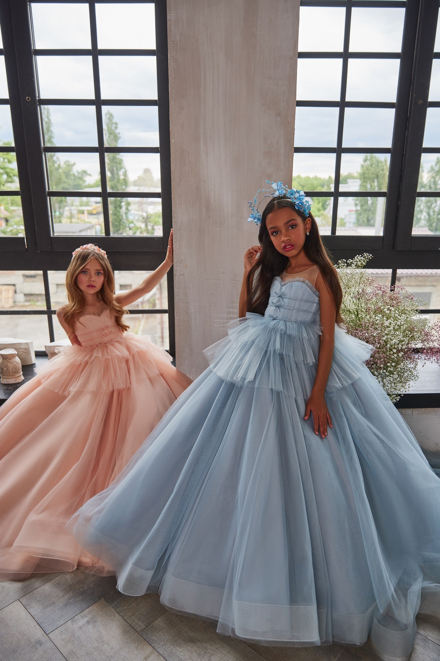 Pentilei Couture Flower Girl Chiffon Tulle Party Pageant Special Occasion Gown