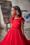 Pentelei Couture Girls Satin Tulle Holiday Pageant Special Occasion Party Gown
